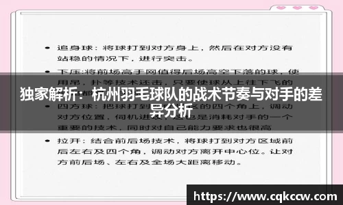 独家解析：杭州羽毛球队的战术节奏与对手的差异分析
