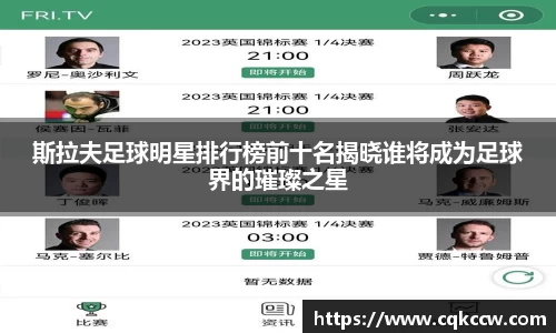 斯拉夫足球明星排行榜前十名揭晓谁将成为足球界的璀璨之星